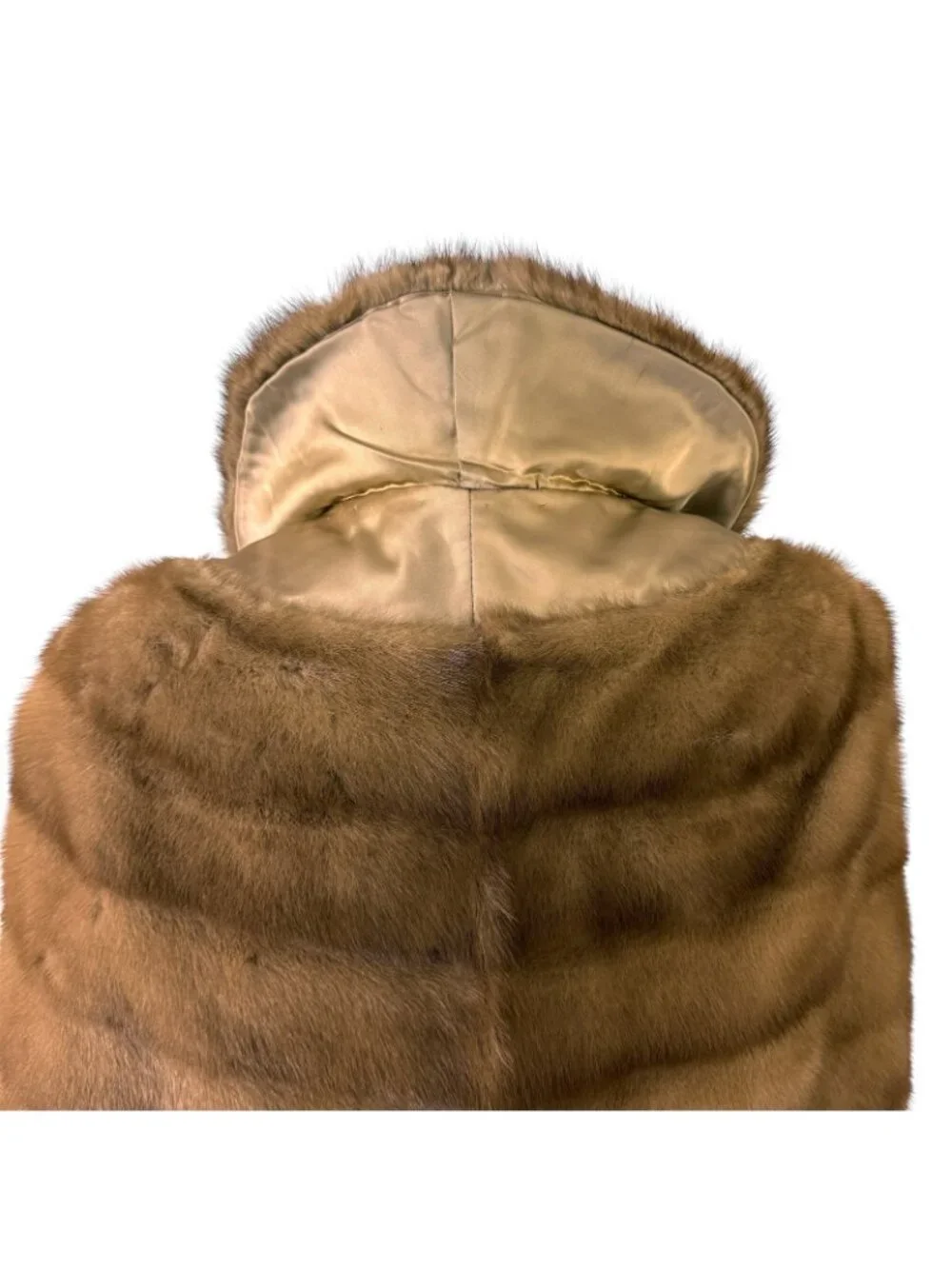 Mink Stole Vintage 1950s Brown Fur Wrap Front Pockets One Size